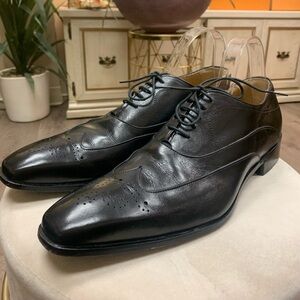 DUCA Black Leather Dress Shoes Size 44/ US 10